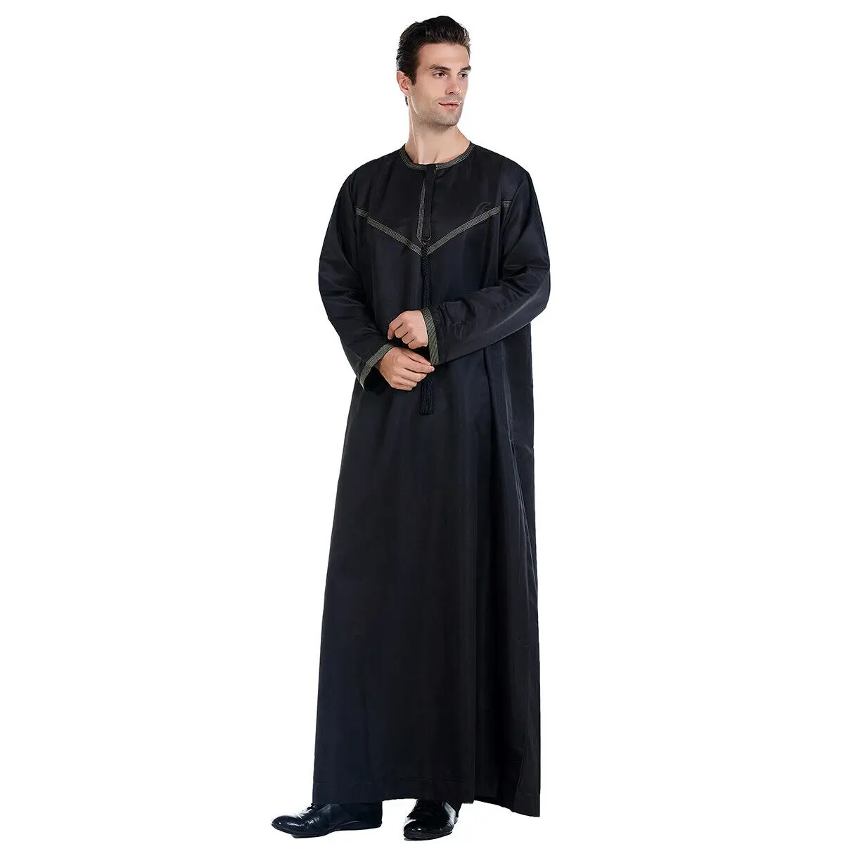 Длинное мусульманское платье Thawb Дубай длинная абайя Ближний Восток для мужчин ИД Рамадан Тобе с длинными рукавами Саудовская Аравия исламский однотонный халат кафтан платье