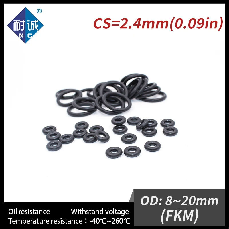 

5PC/lot Rubber Ring Rubber O-Rings Fuel Washer Black FKM O ring Seals Thickness 2.4mm OD8/9/10/11/12/13/14/15/16/17/18/19/20mm