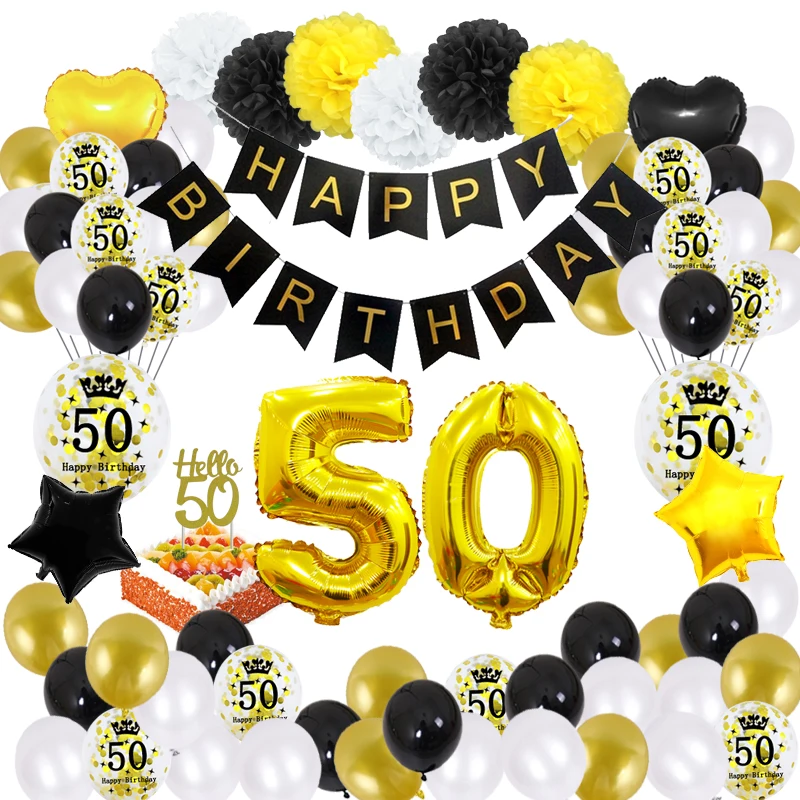 50th Birthday Decorations For Woman Men Adult Party Set 50 Years Old Happy Birthday Banner 50 Birthday Anniversary Supplies