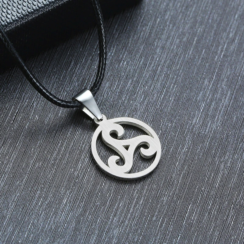 Triskelion Triple Spiral Pendant Triskele Necklace Stainless Steel Bbc Renaissance Unisex Jewelry