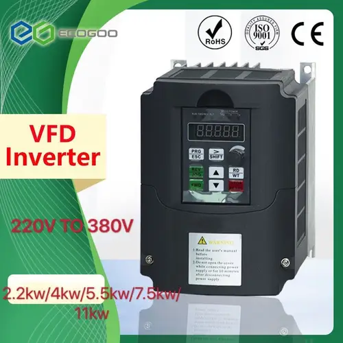 Inversor 4KW-11KW 220v a trifásico 380V VFD Unidad de frecuencia Variable inversor VFD 400Hz inversor de frecuencia VFD