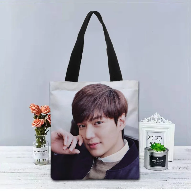 

Custom Lee Min Ho Tote Bag Canvas Fabric Handbag Two Sides Printed Shopping Bags Traveling Casual Useful Shoulder Bag 1208