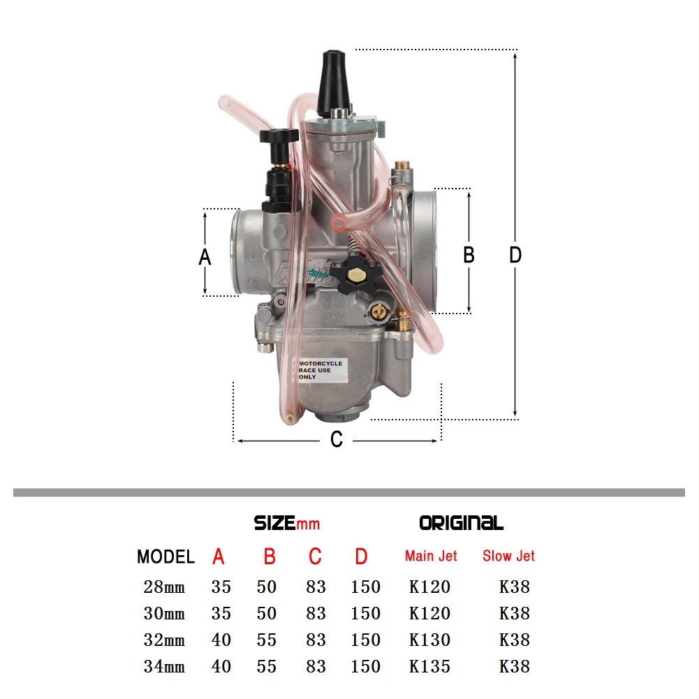 PWK 24 26 28 30 32 34mm Carburetor Universal For Keihin Carb 2T 4T Motorcycle ATV Quad Go Kart Dirt Bike Scooter Motocross