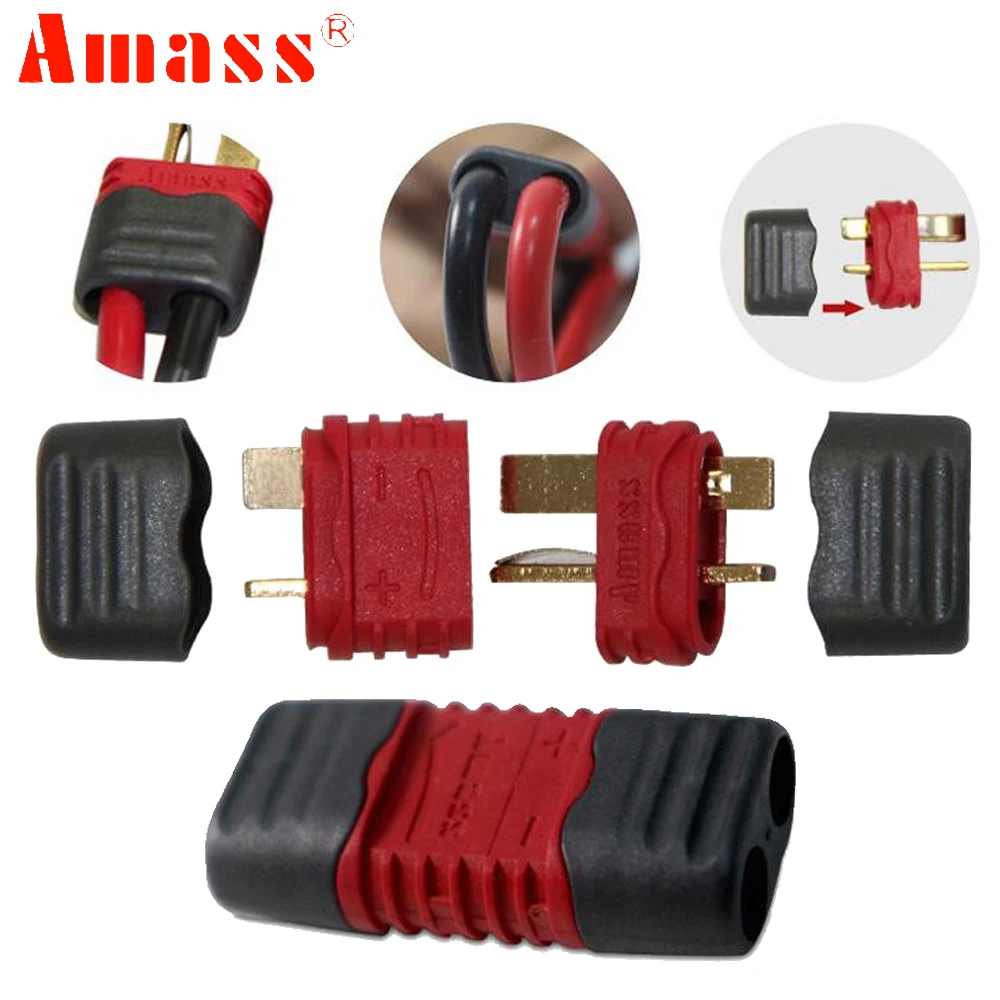 T plug Connector,5Pair Amass No-slip Tplug Connector 40A High Current For RC Battery/Multi-axis/Fixed-wing Model/Aircraft Toys