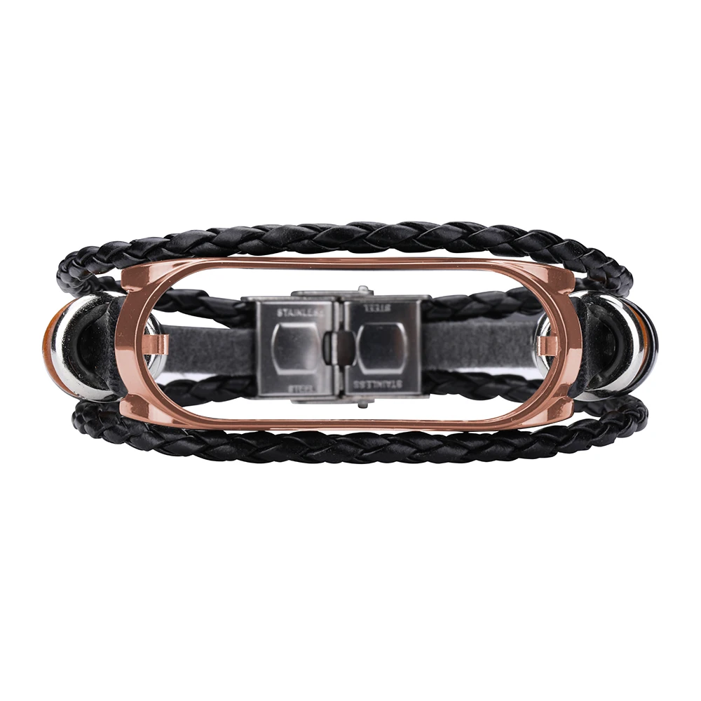 Leather Strap For Xiaomi Mi Band 7 6 5 Bracelet Wristband For MIband 7 NFC Smart Watchband Ethnic Beaded Retro Belt + Metal Case