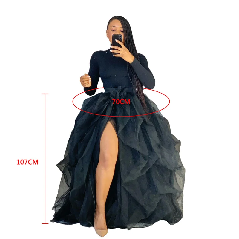 Tutu Dancing Fahion Female Skirts Faldas Mujer Tulle Women Skirts Vintage Spring Summers Pleated Party Long Skirt Black Adult