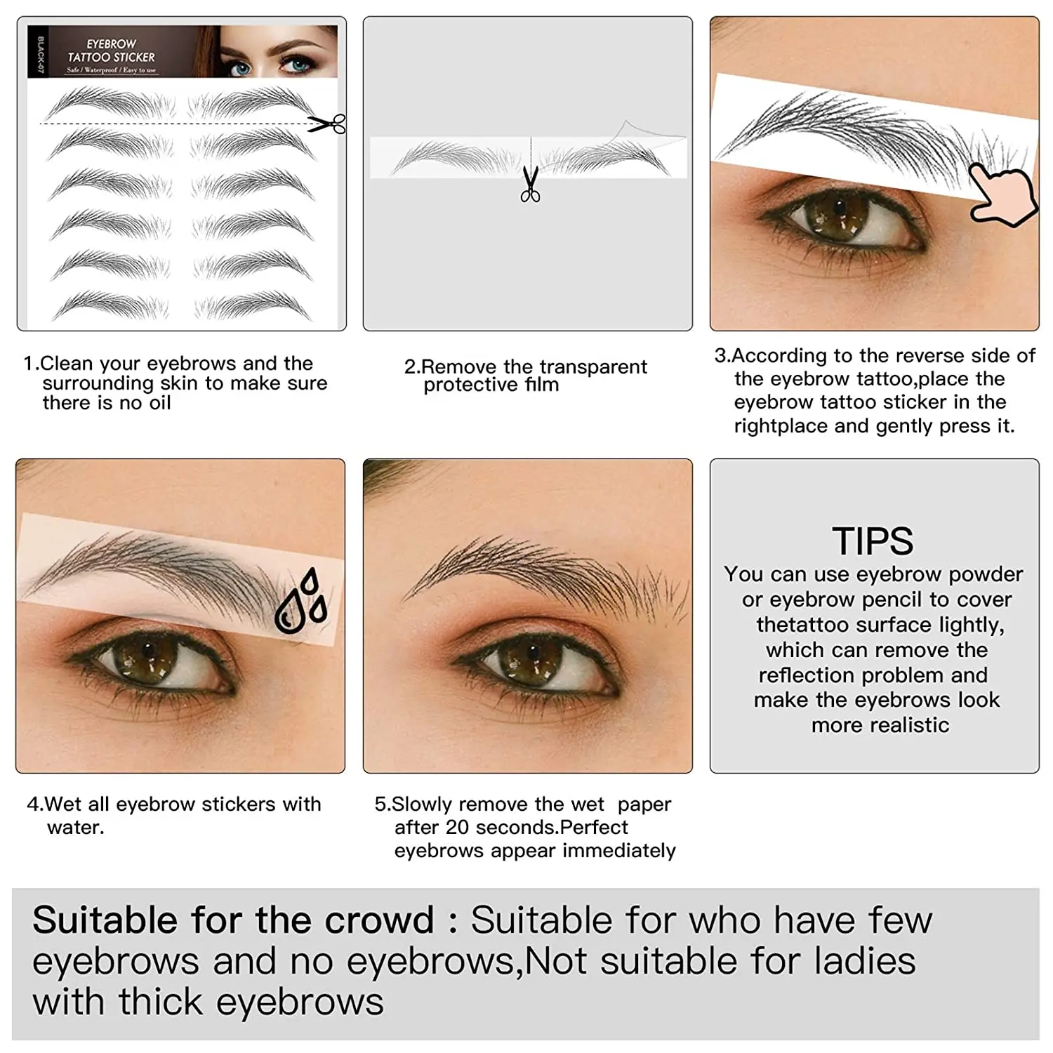 New style 6D Hair-Like Eyebrows Waterproof Eyebrow Tattoo Stickers Eyebrow Transfers Stickers Eyebrow Grooming Shaping Sticker