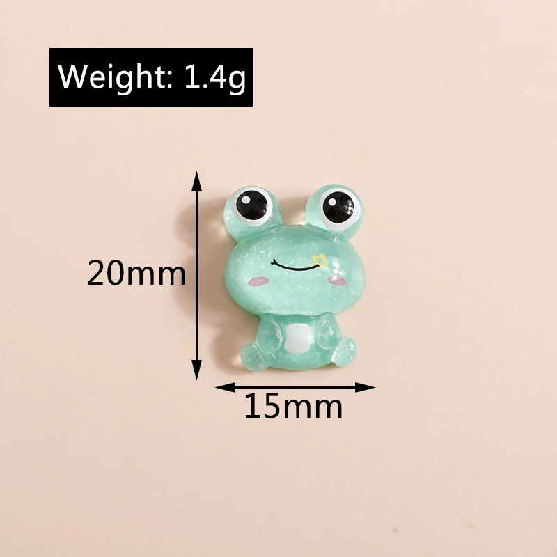 Leslie 10 Stück Niedliche Frosch-Anhänger aus Kunstharz, Flache Cabochons für Haarschleifen-Dekoration, DIY Schmuckherstellung Zubehör – Detail 9