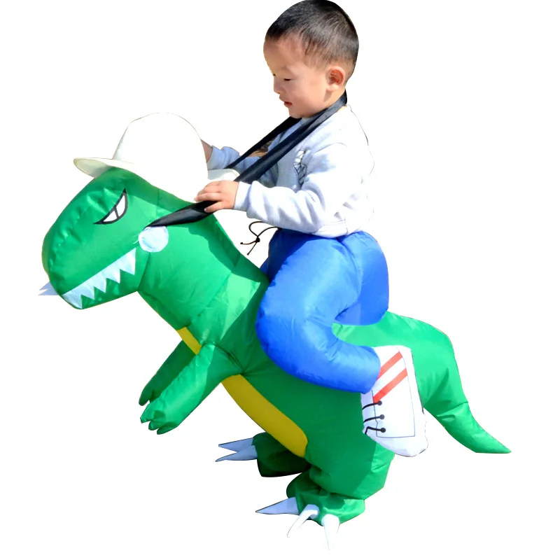 3D Stand Rijden Opblaasbare Dinosaurus Kostuum Halloween Jurk Cosplay Pak Paard Cowboy Kostuum Voor Kids Adult Party Prop Levert