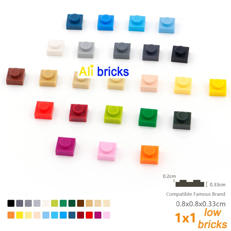 100pcs/lot DIY Blocks Building Bricks Thin 1x1 Educational Assemblage Construction Toys for Children Size Compatible With 3024