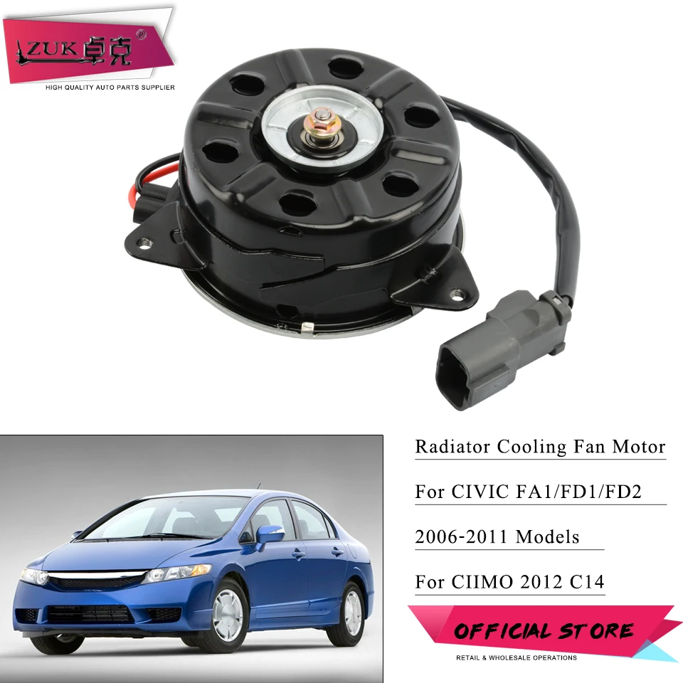 ZUK Radiator Cooling Fan Motor OEM:19030-RNA-A51 168000-7001 For HONDA For CIVIC 2006-2011 FA1 FD1 FD2 CIIMO 2012 C14