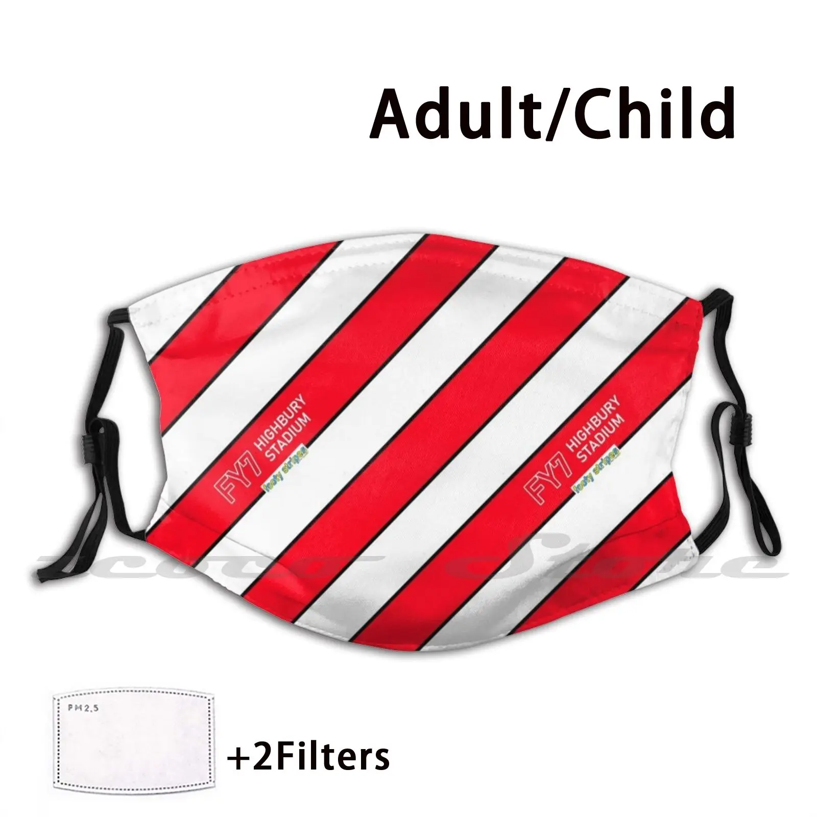 Ftfc - Highbury Footy Stripes Custom Pattern Washable Filter Pm2.5 Adult Kids Mask Town Fishermen Army Football Stripes