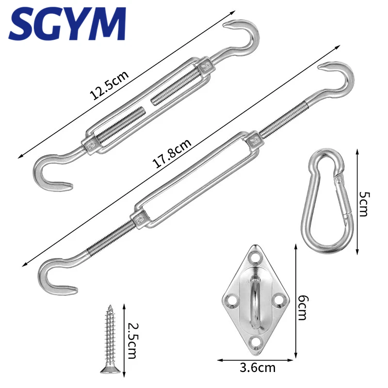 24 sztuk parasol przeciwsłoneczny żagiel baldachim mocowania akcesoria sprzęt ze stali nierdzewnej zestaw Pad oko śruba rzymska karabińczyk karabinek