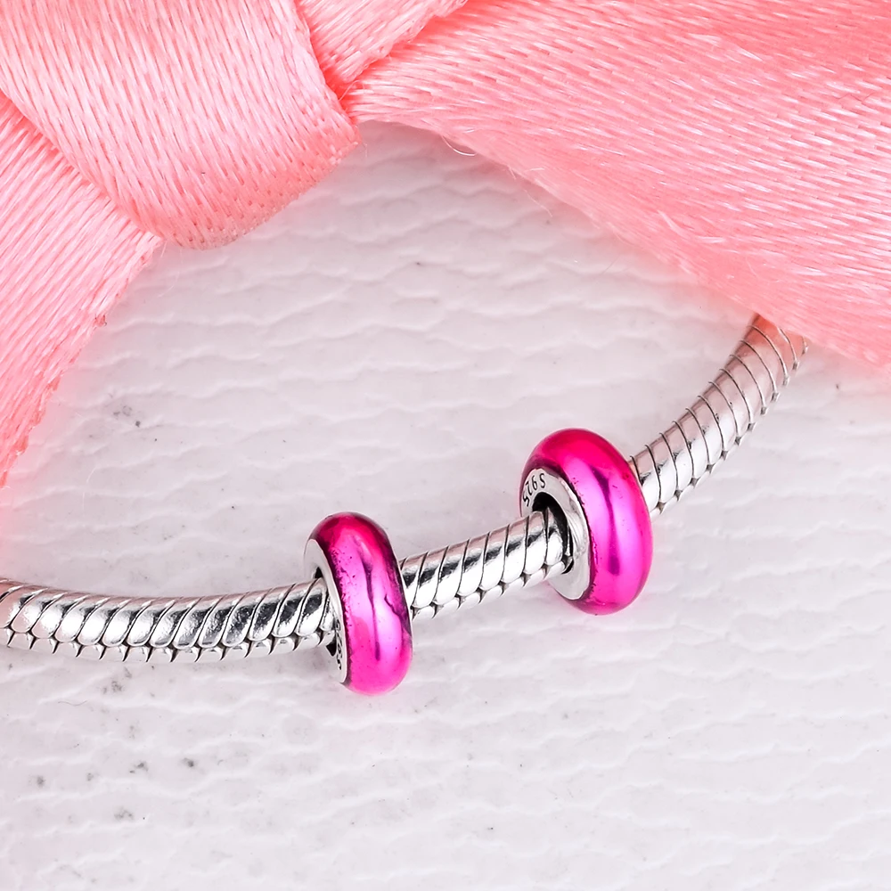 Fit Pandora Me Bracelets Pink Spacer Charm 925 Sterling Silver Mini Charms Beads for Women DIY Jewelry Making Small Hole kralen