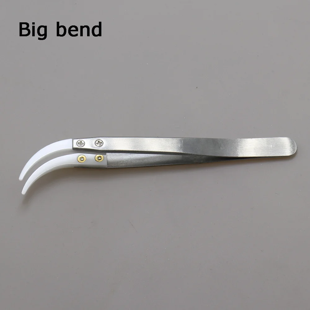 Anti-static Ceramic Stainless Steel Tweezers Industrial Precision Curved Repair Tools High Temperature Resistance Tweezer DIY