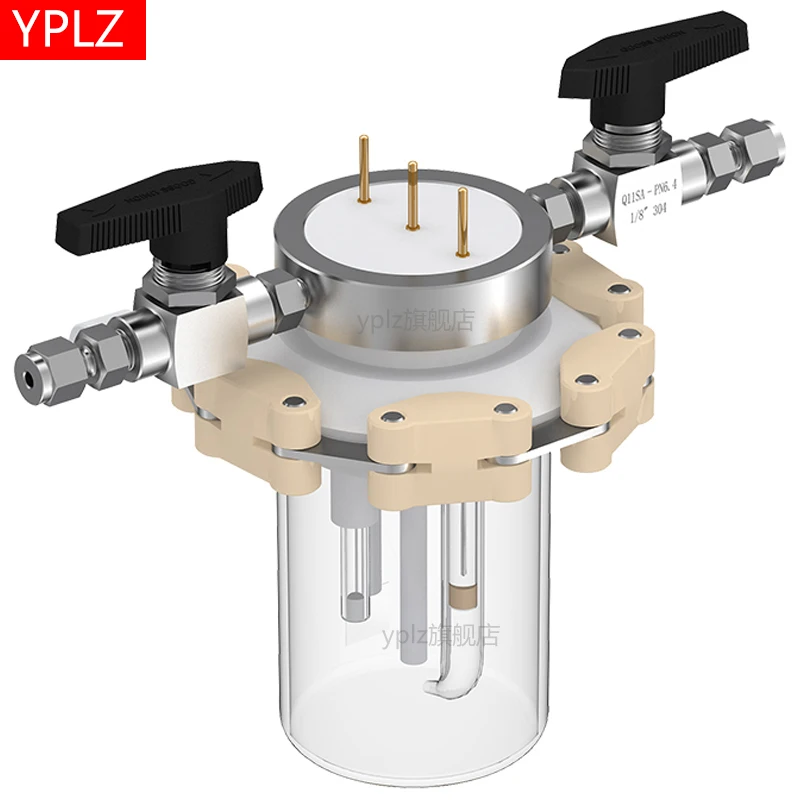 All quartz photoelectrochemical cell, spectroelectrochemical cell (bottom illumination)