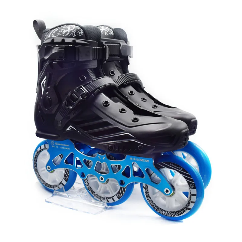 3X110mm adults inline speed skates for 110mm max wheel racing skating shoes with ILQ-9 Bearing CNC alloy 7075 skate frame base