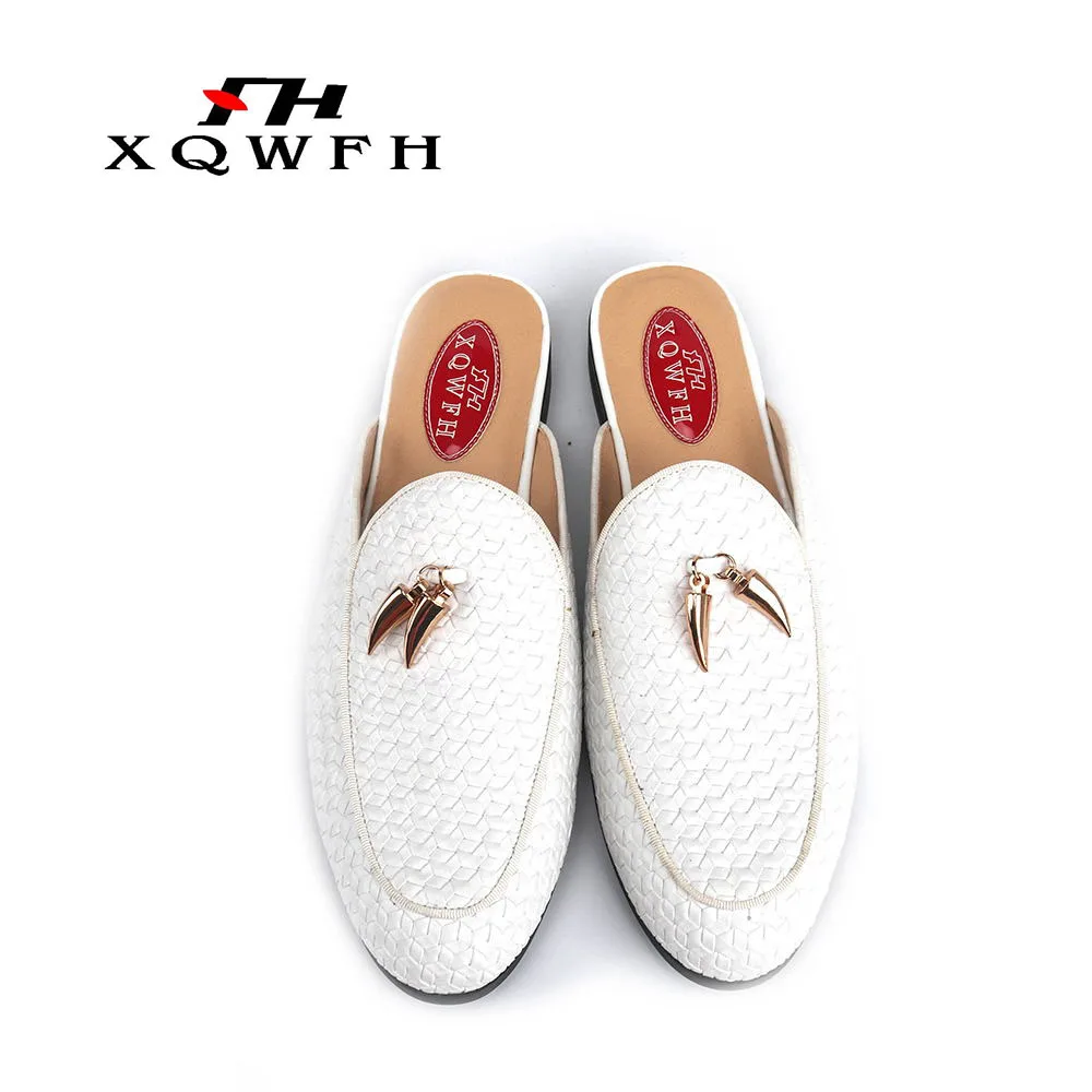 Men shoes gold tassels men\'s slippers smoking Slip-on flats handmade male shoes casual genuine leather fashion loafers