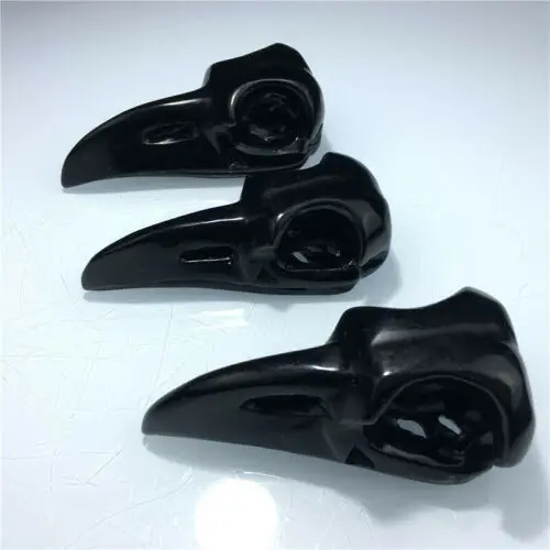 

1PC Natural Obsidian Quartz Bird Skull Hand Carved Crystal Reiki Healing