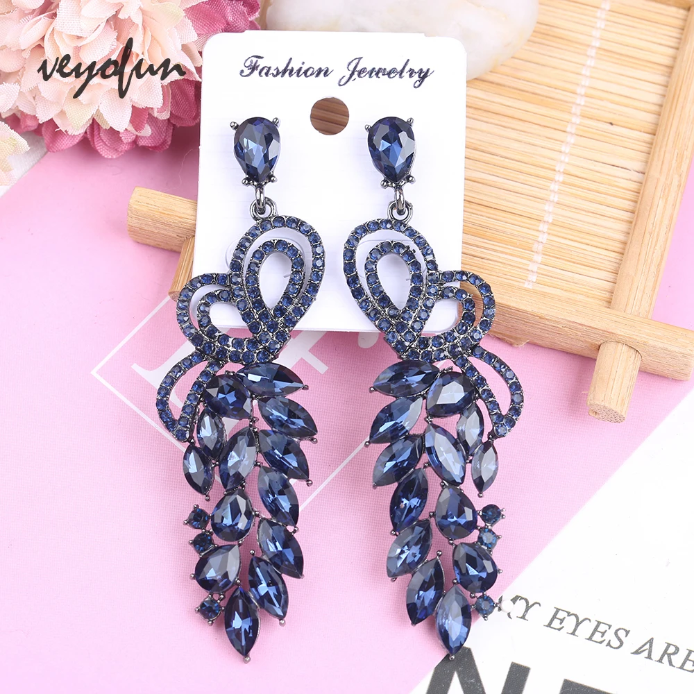 Veyofun Symmetrical Butterfly Hollow out Crystal Drop Earrings Ethnic Dangle Earrings Jewelry for Women Brinco