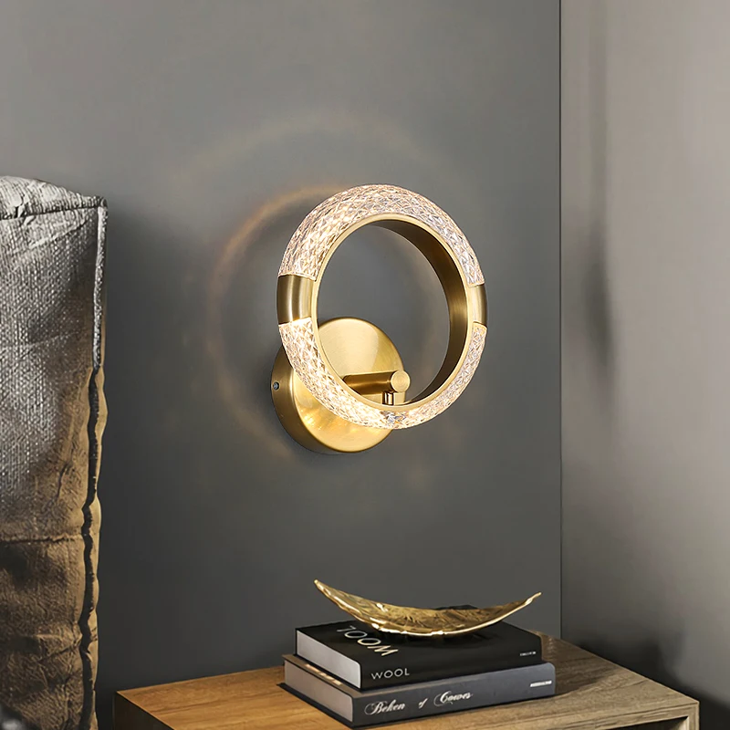 Biewalk Modern Gold Minimalism Simple Circular Copper Wall Lamp Is Suitable For Corridor, Study, Bedroom, Bedside Indoor Lamps