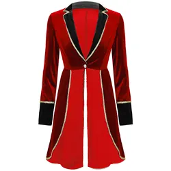 Halloween Women Adult Circus Ringmaster Costume Velvet Long Sleeve Blazer Coat Christmas Carnival Cosplay Festival Rave Outfit