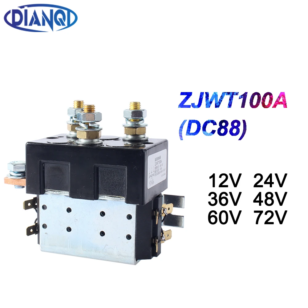 DC88 2NO+2NC 12V 24V 36V 48V 60V 72V 100A DC Contactor ZJWT100A for motor forklift handling drawing grab wehicle car winch