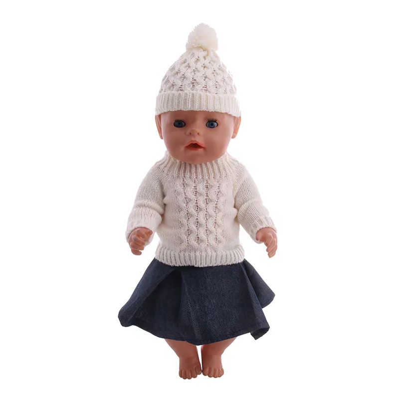 Logan Doll – ensemble pull tricoté à la mode, vêtements + chapeau, pour bébé de 18 pouces et 43Cm, cadeau d'anniversaire