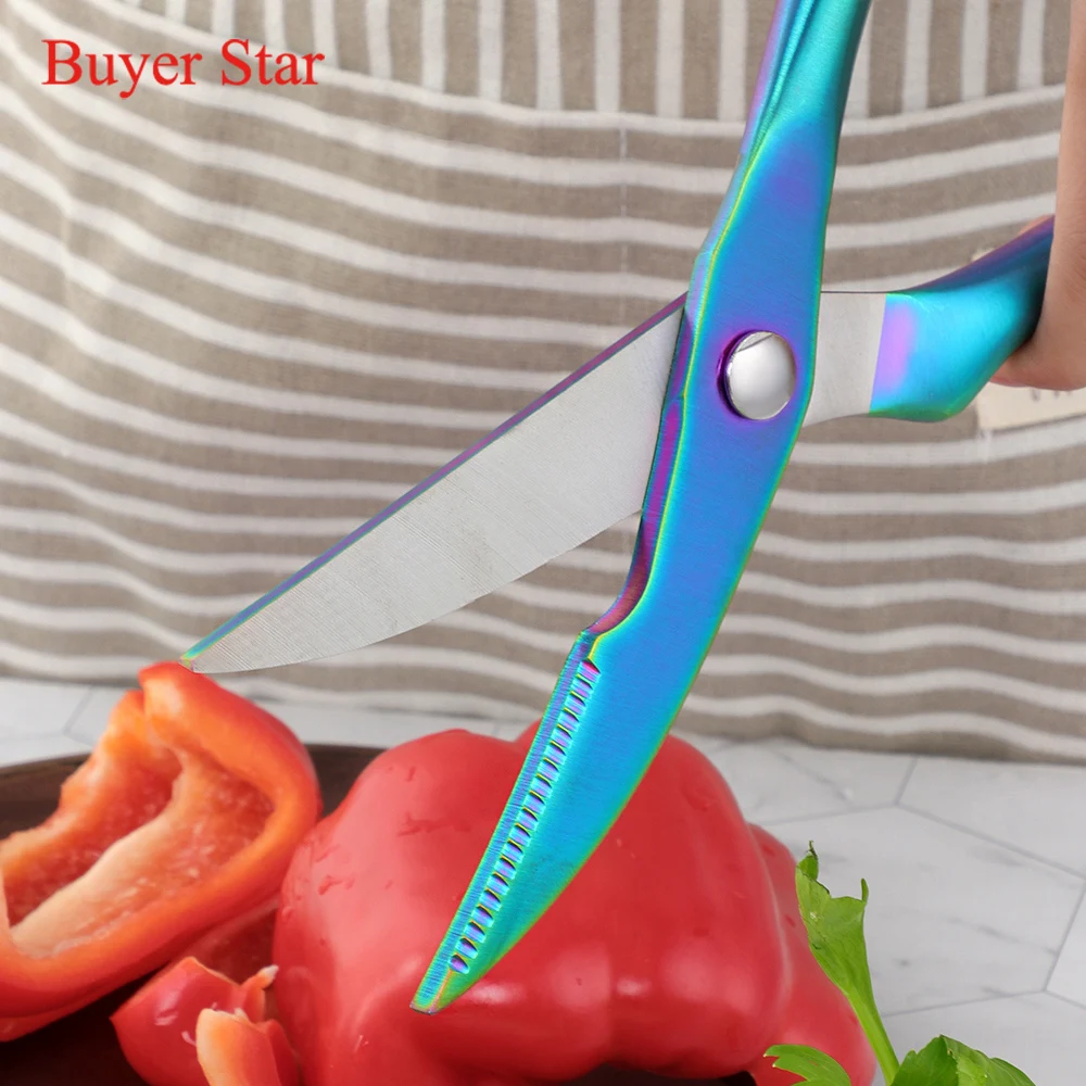 9.8\'\' Stainless Steel Kitchen Scissors Powerful Chicken Bone Scissors Cutter Cook Shears Fish Duck Cut Chef Scissors Knife Tool