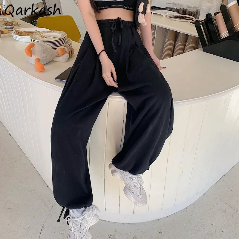 Ankle-length Harem Pants Women Sweat Trousers All-match Solid Japanese Style Loose Casual  High Waist Black Student New