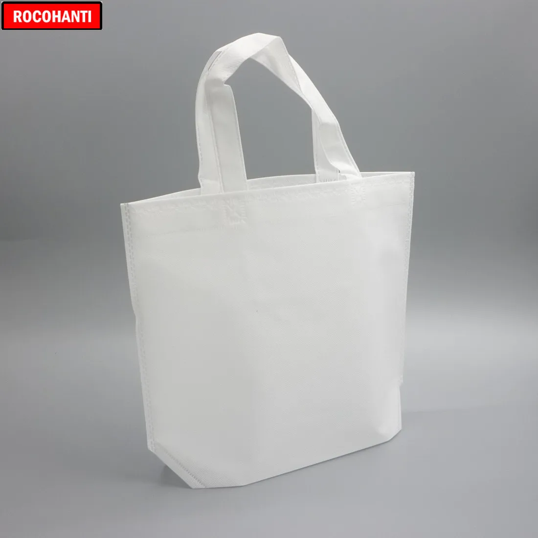 50Pcs Customized Logo Printing Recyclable PP White Non Woven Shopping Bag Reusable Folding For Trading Show Promotional Shoe Bag