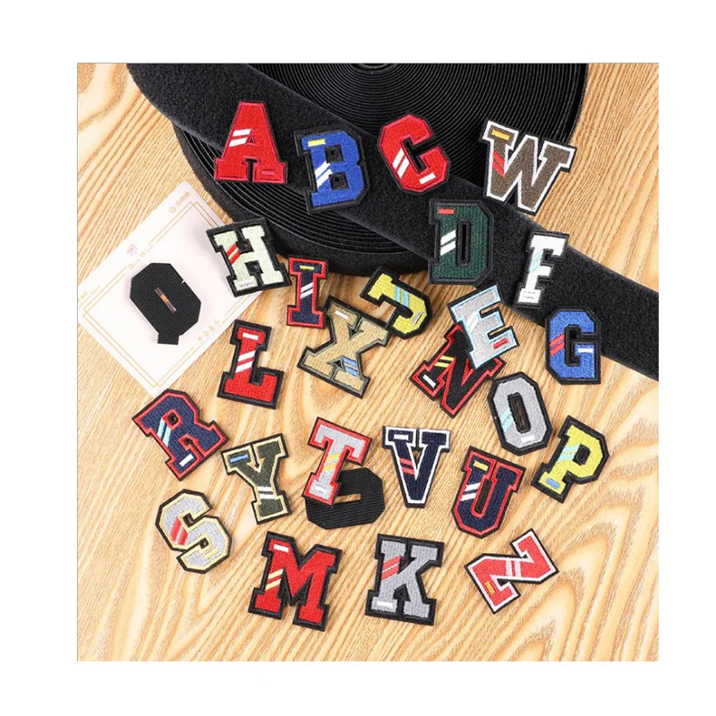 Velcros Patches Letters Stripes English Alphabet Letter Embroidery Stickers Name Military Patches Tactical Cloth Accessories