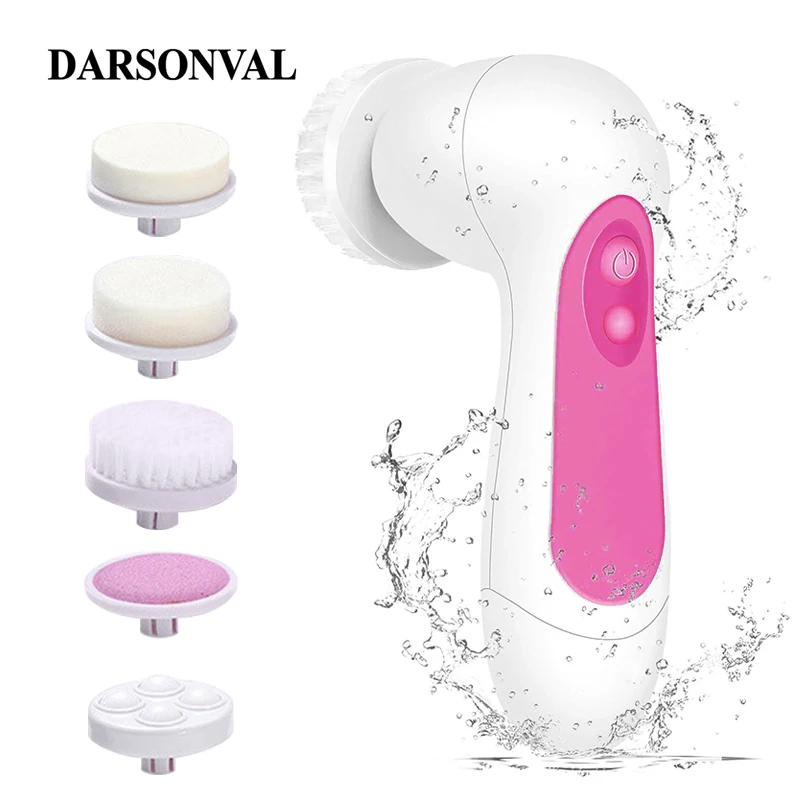 DARSONVAL 5 In1 Electric Face Cleansing Brush Silicone Rotating Facial Brushes Sonic Facial Blackhead Shock Massager Waterproof