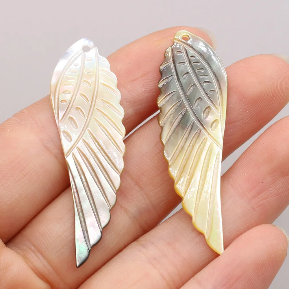 3PC moda Natural Shell Angel Wings Charms czarna masa perłowa wisiorek dla kobiet naszyjnik kolczyki wyroby z biżuterii na prezent