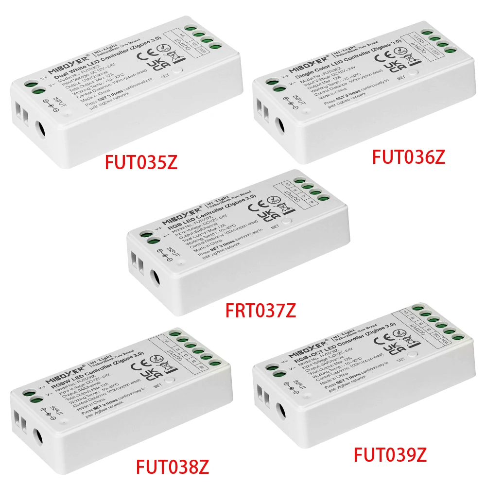 zigbee controlador de tira led unica cor duplo branco rgb rgbw rgb mais cct dc1224 v fut035z fut036z fut037z fut038z fut039z 01