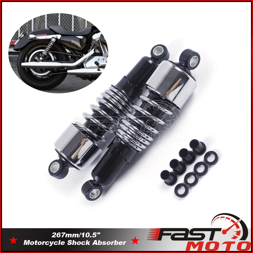 For Harley Dyna Touring Road King Sportster XL1200 883 FLHR 10.5'' Motorcycle 267mm Rear Shock Absorber Adjustable Shocks Spring