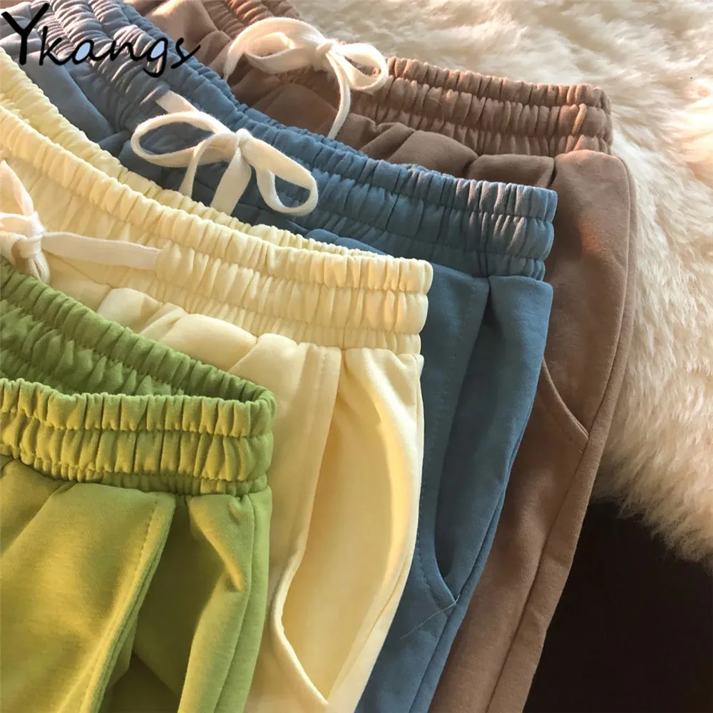 

Korean Style Solid Summer 2021 Loose Street Basic Biker Shorts Running Casual Y2k High Waist Harajuku Sports Fashion Home Shorts