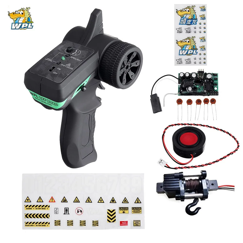 WPL Remote Control Sound System V3 Transmitter with Winch Upgrade DIY Receiver Board Horn Accessories Replacement For WPL Truck