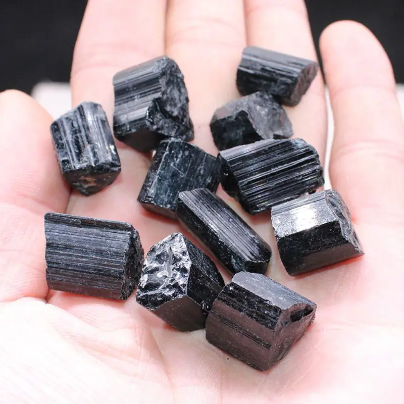 Healing Natural Crystal Black Stone Pendant Necklace H58C