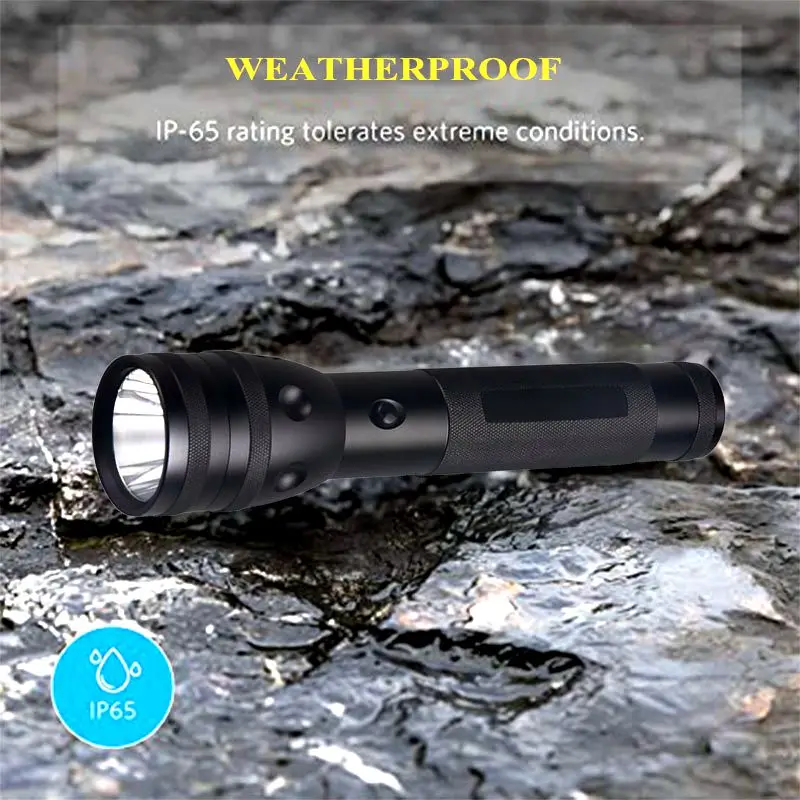 TMWT Super Bright Police Tactical Flashlight 10W XML T6 LED Self Defense heavy Duty Torch Light with Holster for D size Battery