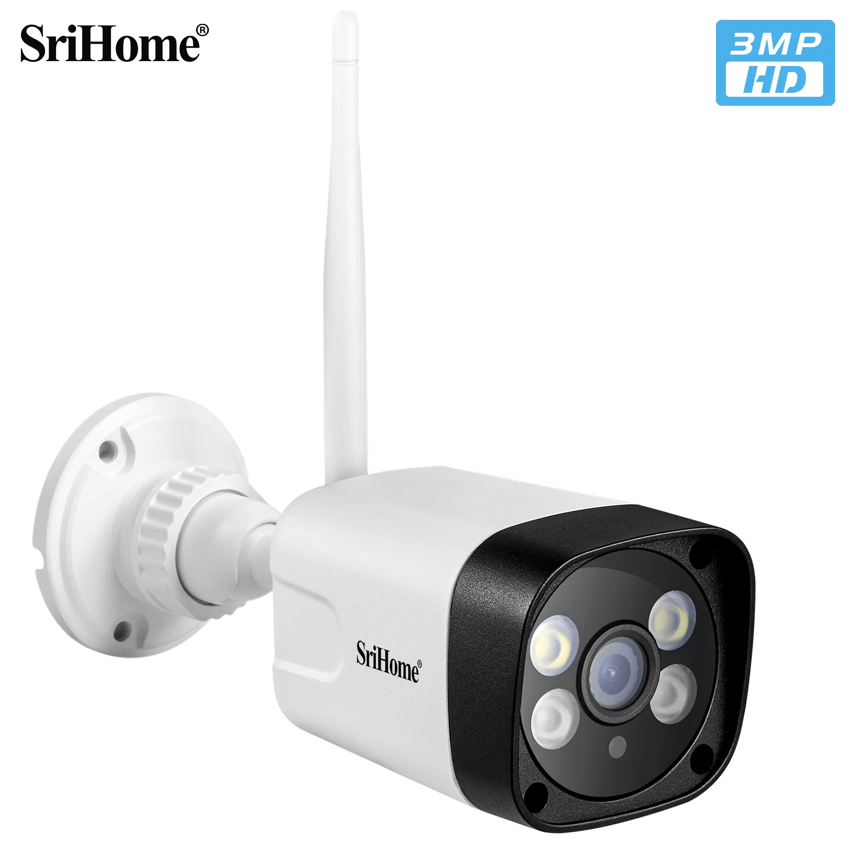 Srihome SH035 3MP 1296P Outdoor IP Bullet  Camera  AI Humanoid Auto Tracking Full Color Onvif Intercom CCTV Monitor Support NVR