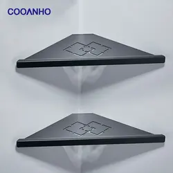 COOANHO-estante de ducha de esquina de acero inoxidable SUS304, organizador de almacenamiento montado en la pared para baño, inodoro y cocina, color negro