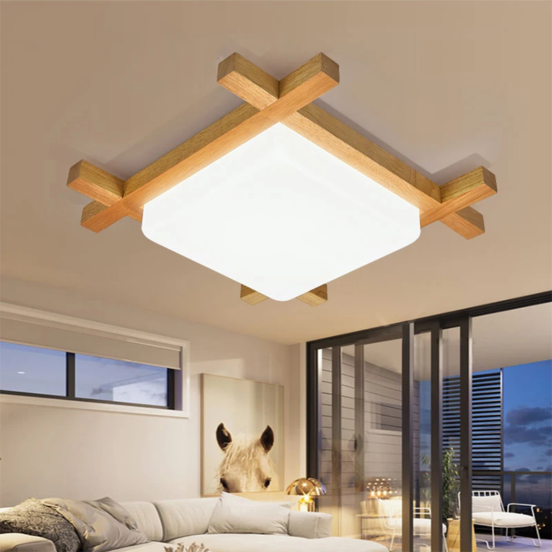 

Chinese ceiling Lights wood lampshades flush mount ceiling light Living room sitting room Bedroom wooden ceiling lights