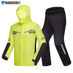 Reflective Motorcycle Raincoat Split Rain Suit Capa de Chuva Moto Waterproof Impermeable Combinaison Pluie Moto NANSHI