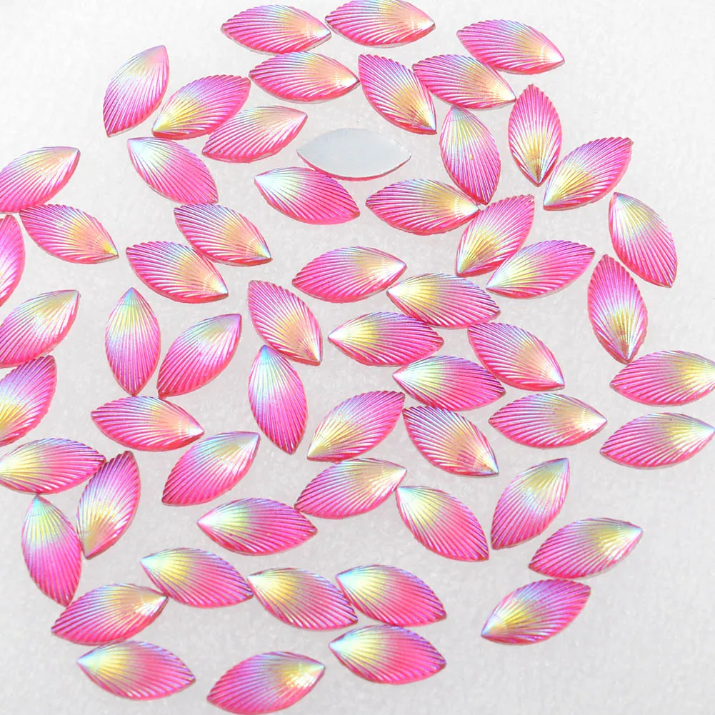 BOLIAO AB Horse eye Shape Resin 40Pcs 7*14 mm (0.28*0.55 in) Hot Pink Color Rhinestone Flatback Cell Phone Beauty Home Decor