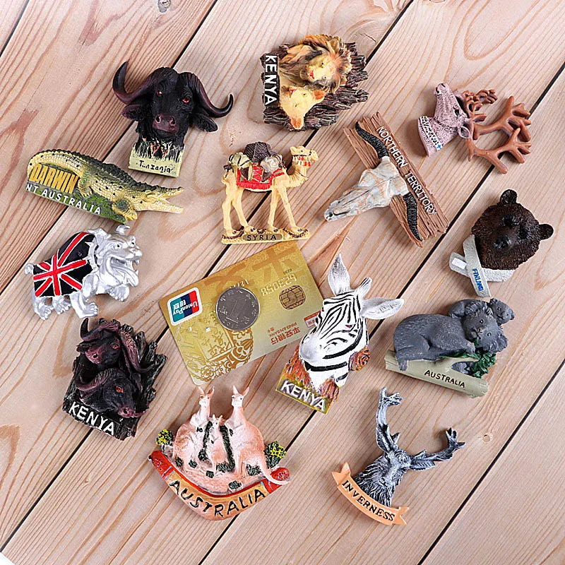 African wildlife crocodile camel bull creative imitation refrigerator magnets Kenya Syria Britain travel abroad to commemorate