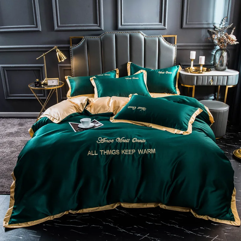 

European Simple Solid Color Bedding Set Full King Size Duvet Bed Linens Cover Bedding Double Bed Quilt Cover