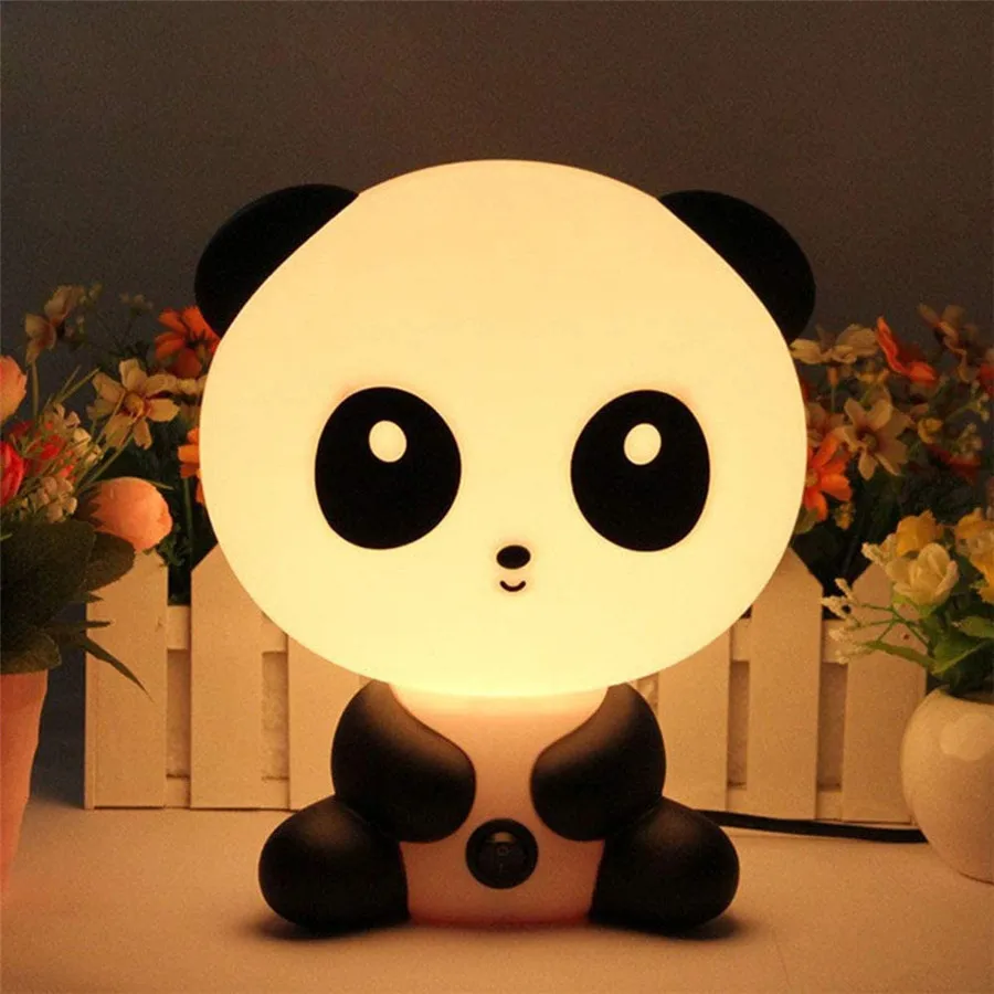 Cute Panda LED Table Lamp for Kids, Dog Bear Night Light, Lâmpada de dormir dos desenhos animados, EU Plug, Presente de Natal