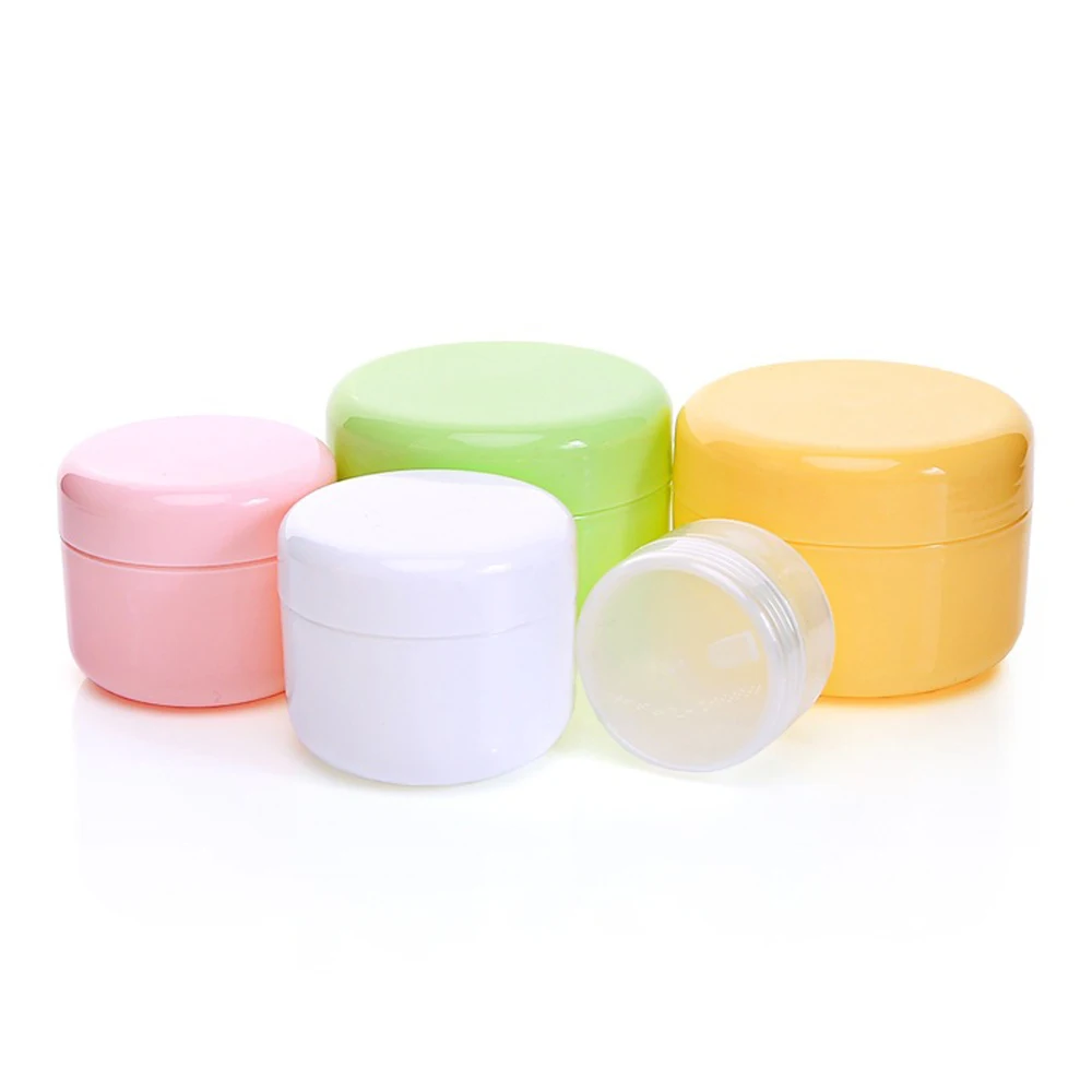 50pcs Empty Cosmetic Jar 10/20/30/50/100g Plastic Refillable Bottles Travel Face Cream Lip Balm Lotion Container  5 Colors