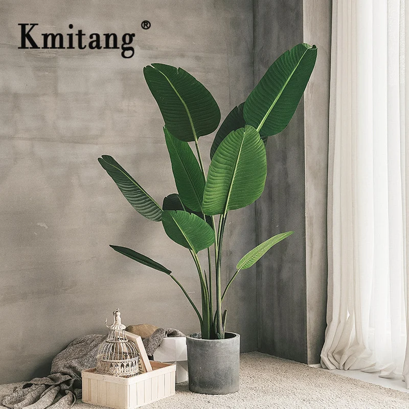 160cm Tropical Monstera Large Artificial Palm Tree Fake Banana Tree Bonsai Silk Leaves Plastic Plant Potted For Home Party Decor